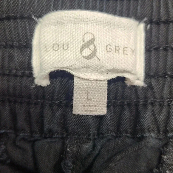 Lou & Grey Casual Pull On Pants Women's Size Large Black Ruched Ankles Pockets - Picture 3 of 4